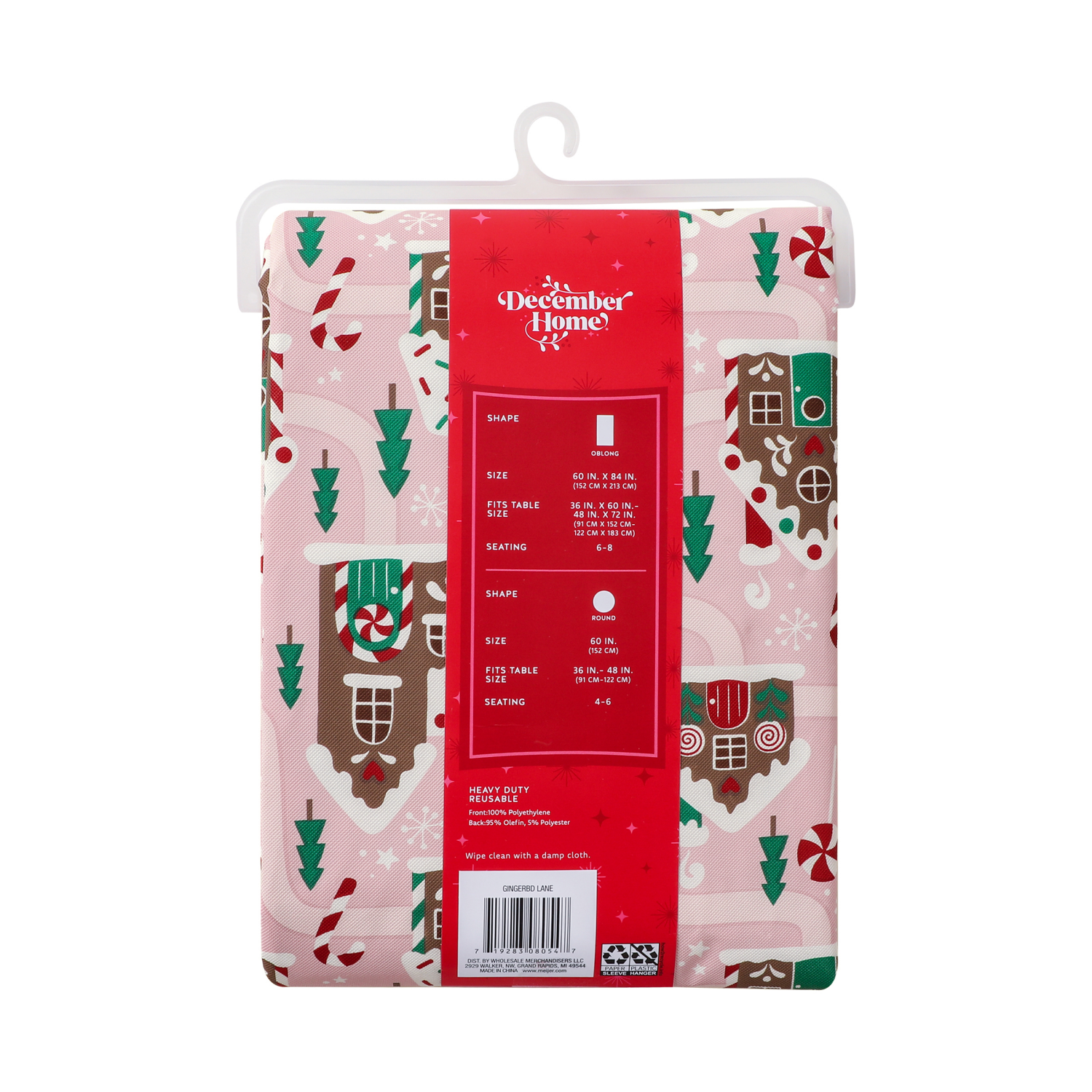 slide 2 of 4, December Home DH Holiday Gingerbd Lane Peva Tablecloth, 60 in x 84 in, 60 x 84 