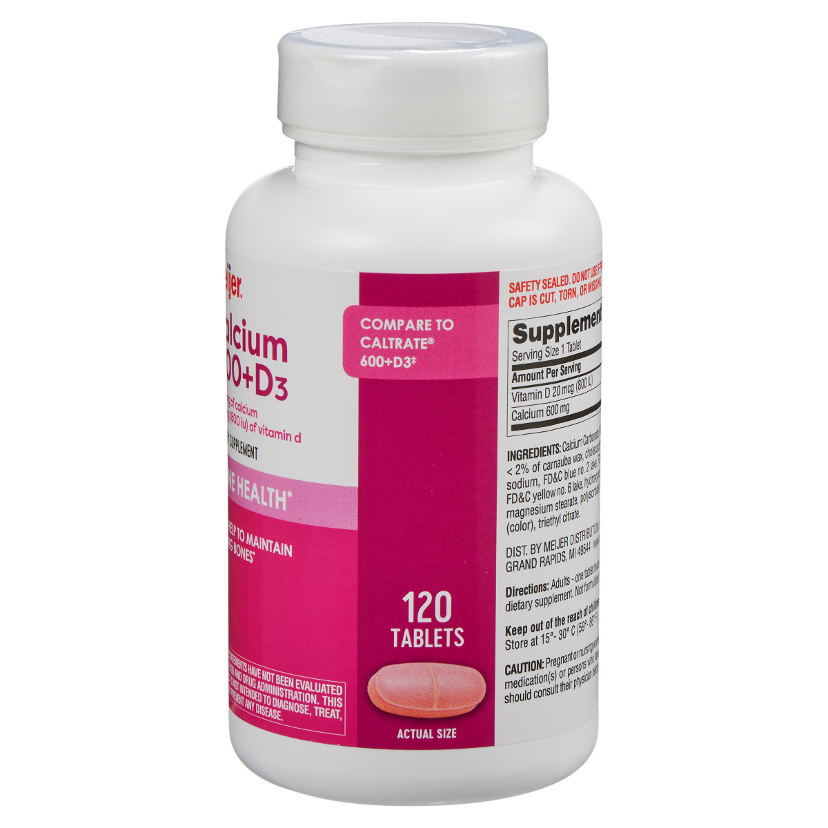 slide 2 of 3, Meijer Calcium + D, 120 ct