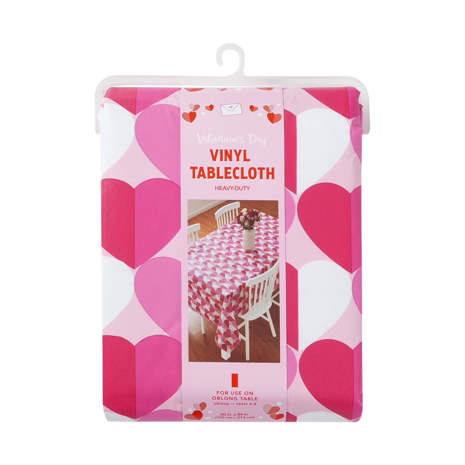 slide 4 of 4, Meijer Corporate Seasonal Mcs Val Geo Hearts Peva Tablecloth, 60 In X 84 In, 60 x 84 