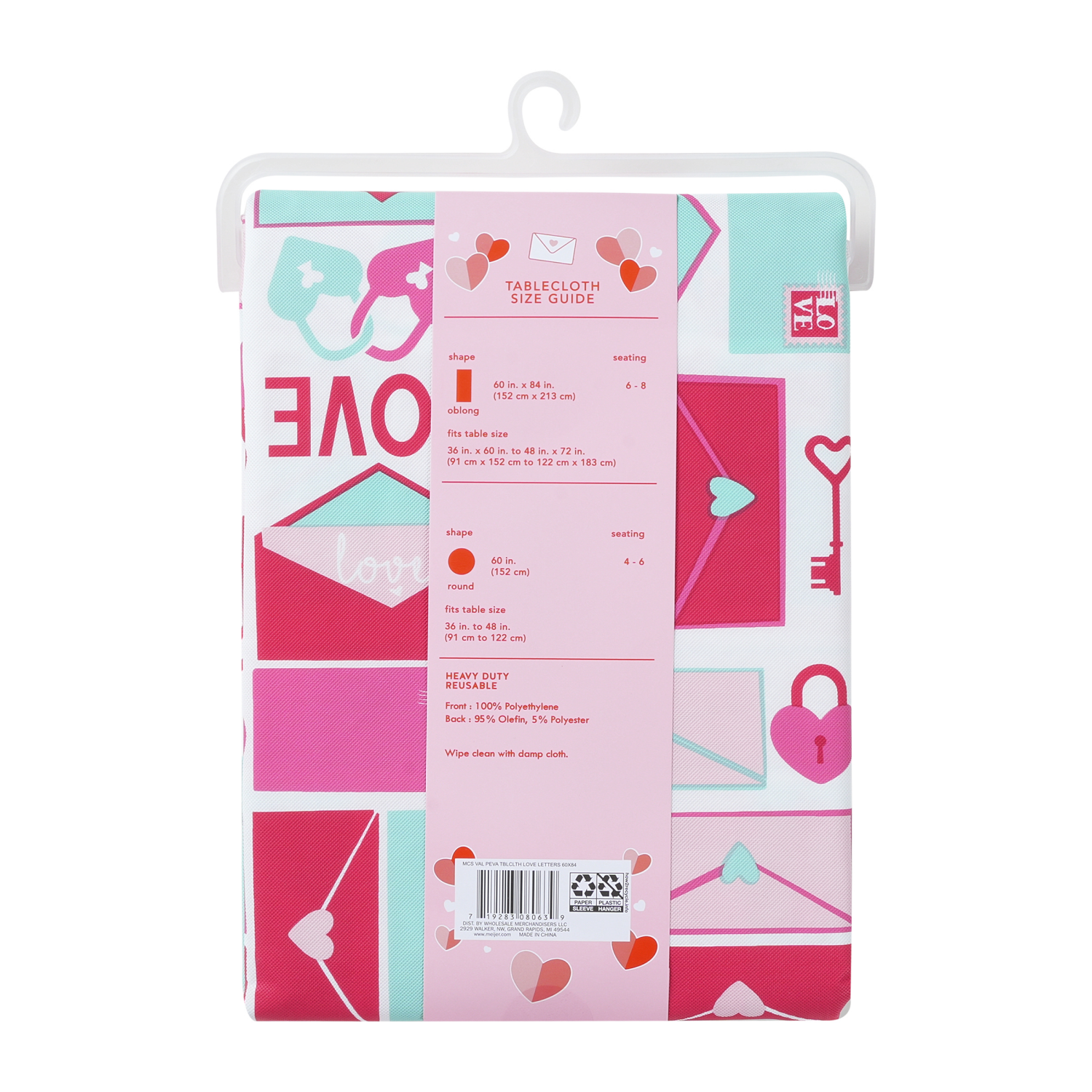 slide 4 of 4, Meijer Corporate Seasonal Mcs Val Love Letters Peva Tablecloth, 60 In X 84 In, 60 x 84 