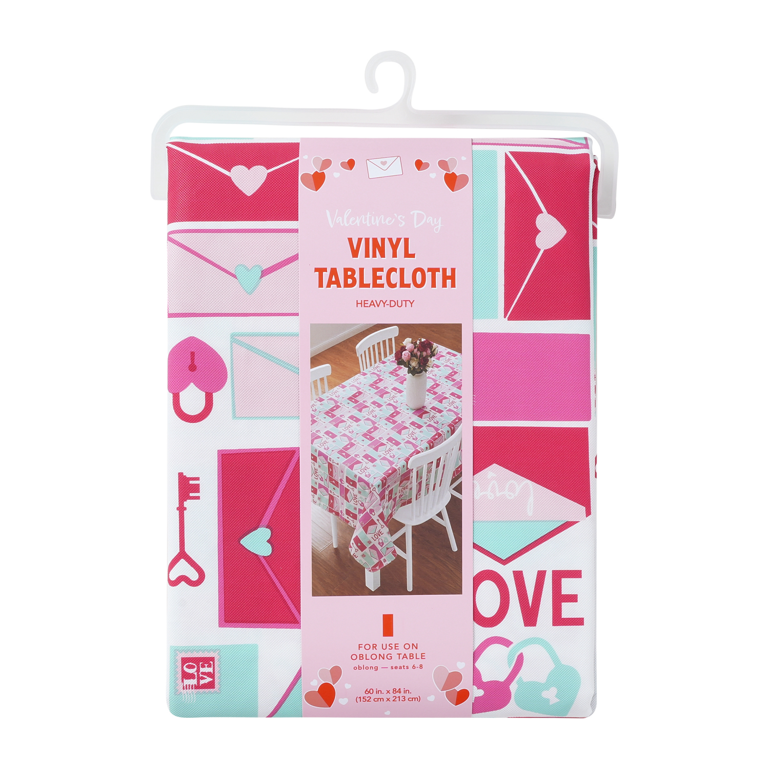 slide 2 of 4, Meijer Corporate Seasonal Mcs Val Love Letters Peva Tablecloth, 60 In X 84 In, 60 x 84 