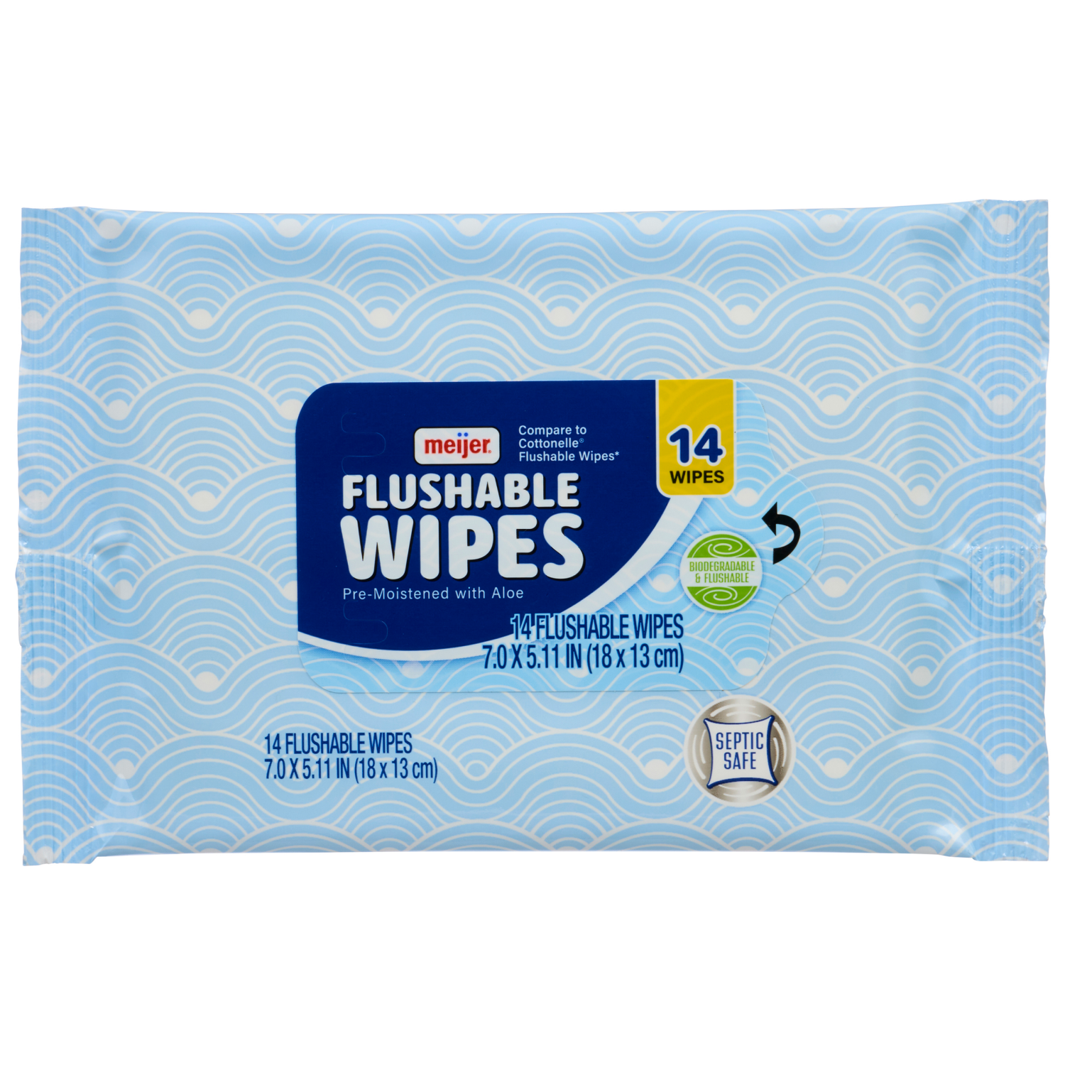 slide 1 of 5, Meijer Travel Trial Flushable Wipes, 1 ct