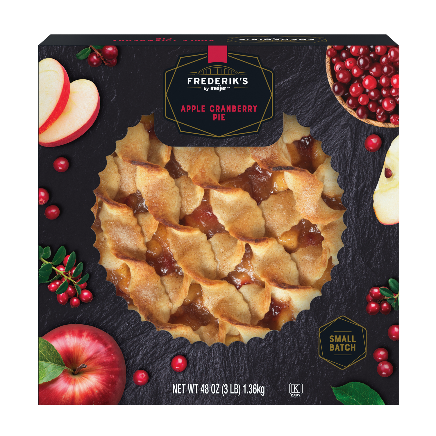 slide 1 of 7, Frederik's By Meijer Frederik's by Meijer 10" Apple Cranberry Twisted Lattice Pie, 48 oz