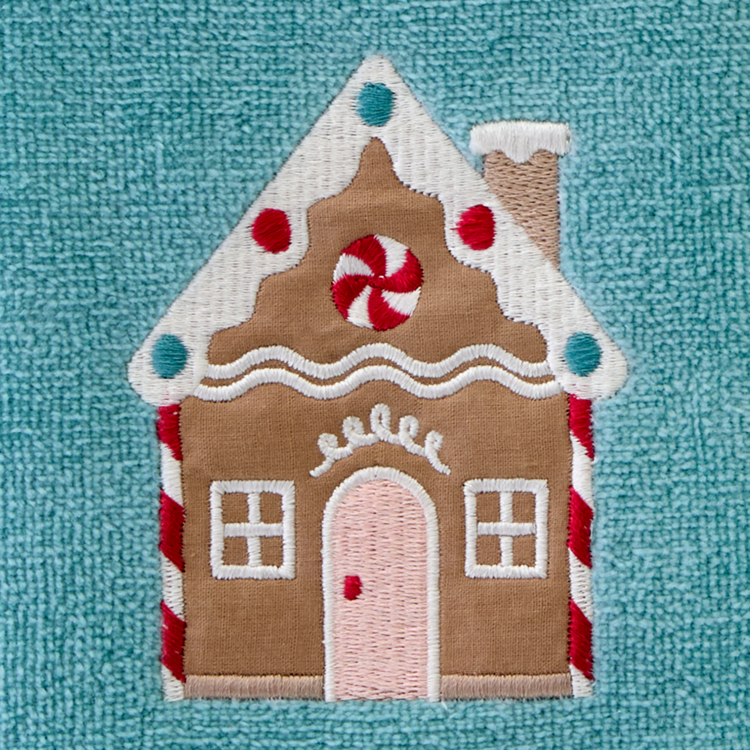slide 2 of 4, December Home December Home Gingerbread House 2 Pc Hand Towel Set 16 in x 25 in, Teal, 2 ct