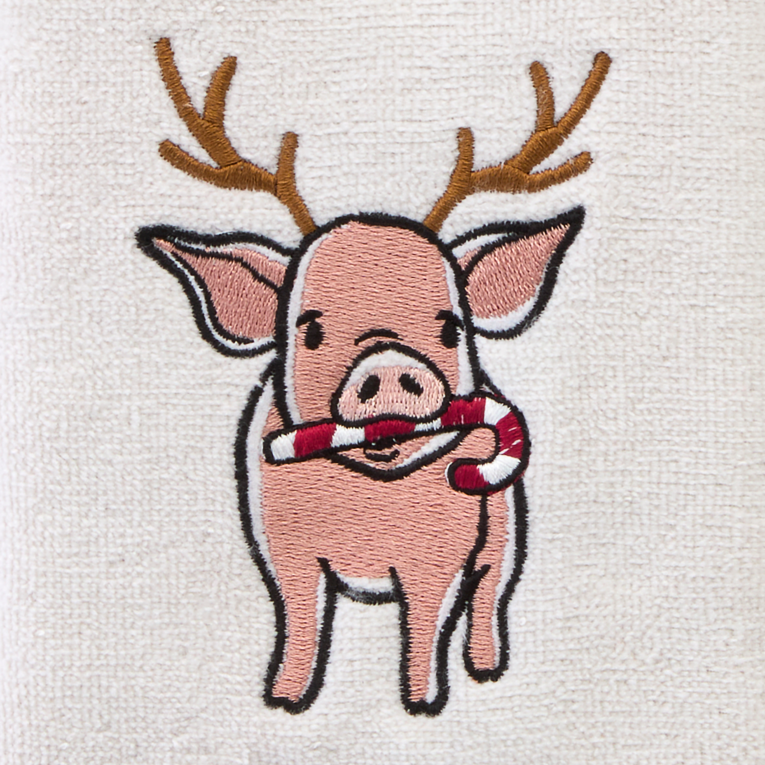 slide 4 of 4, December Home Holiday Pig 2 Pc Hand Towel Set, 16 in x 25 in, Red, 2 ct