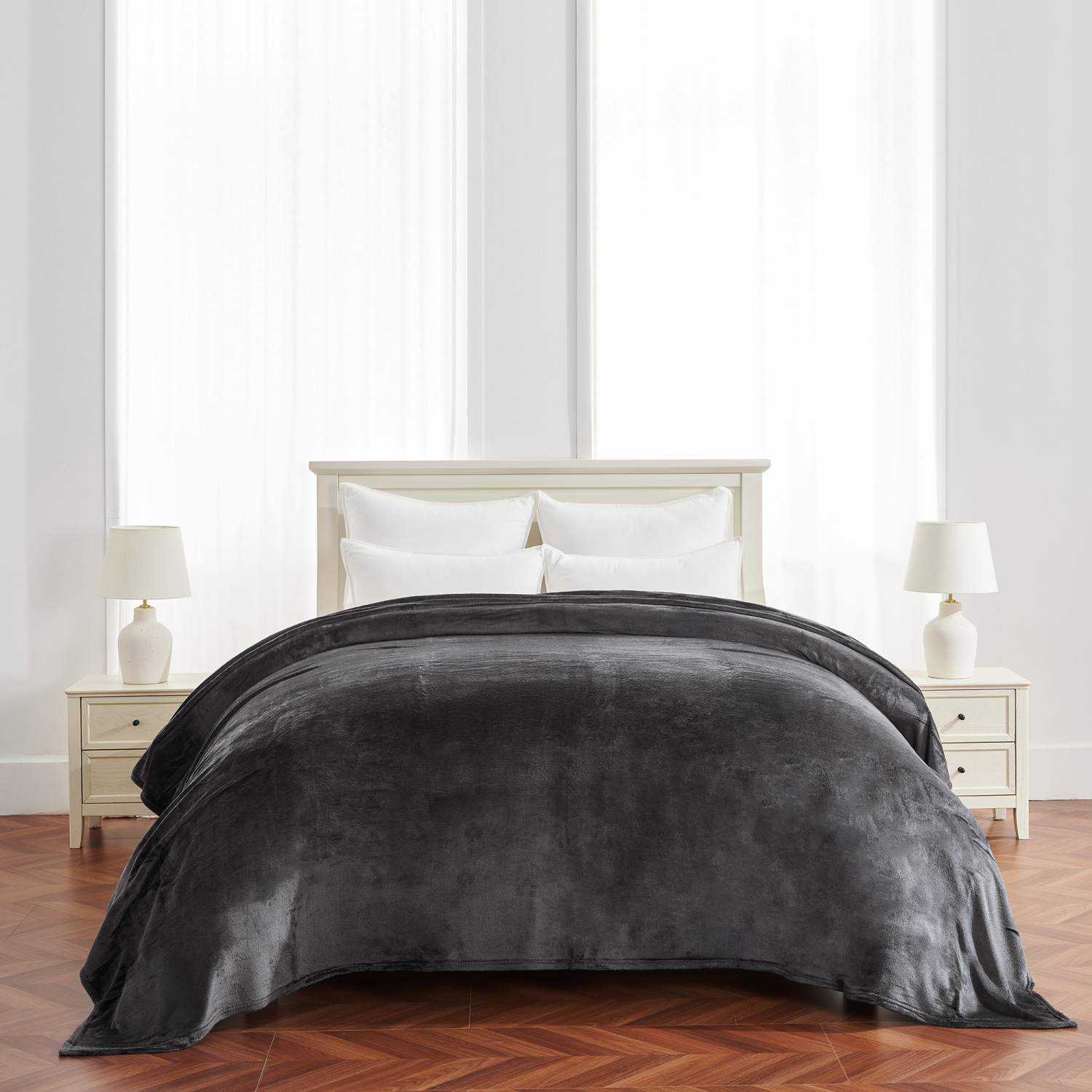 slide 4 of 5, Havenstay Family Blanket, 102 in x 120 in, Grey, 102 inx120 in