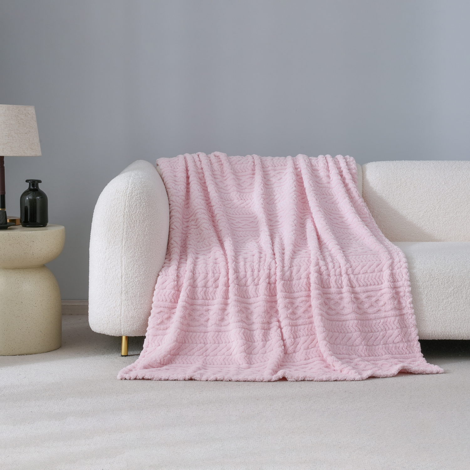 slide 4 of 5, HAVENSTAY HS Cozy Blush Cableknit Throw, 50 in x 70 in
