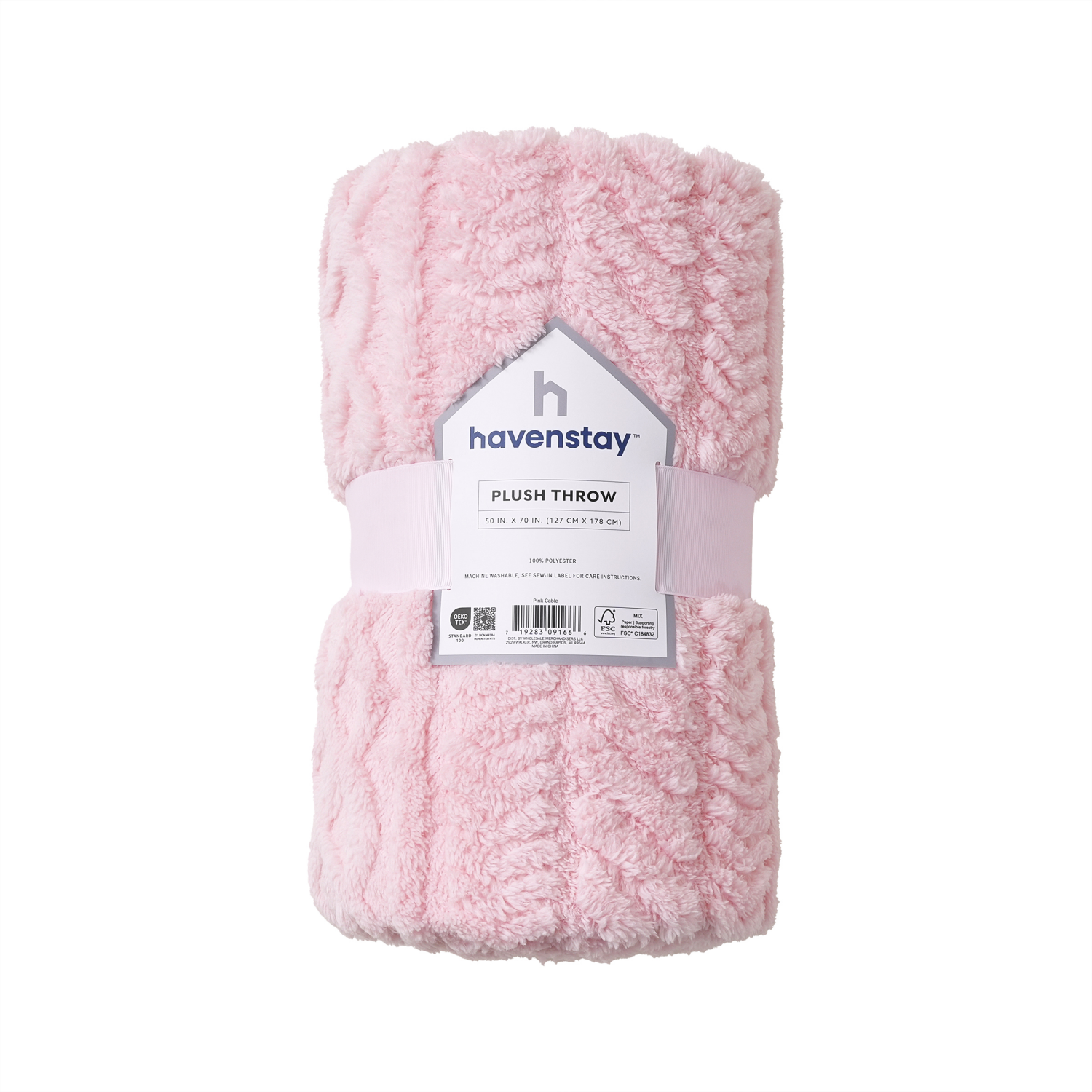 slide 5 of 5, HAVENSTAY HS Cozy Blush Cableknit Throw, 50 in x 70 in