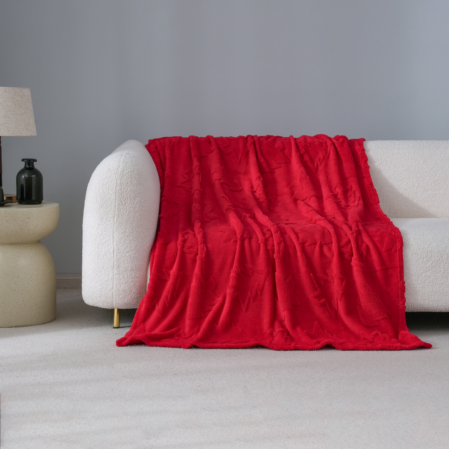 slide 4 of 5, HAVENSTAY HS Cozy Red Tree Throw, 50 in x 70 in