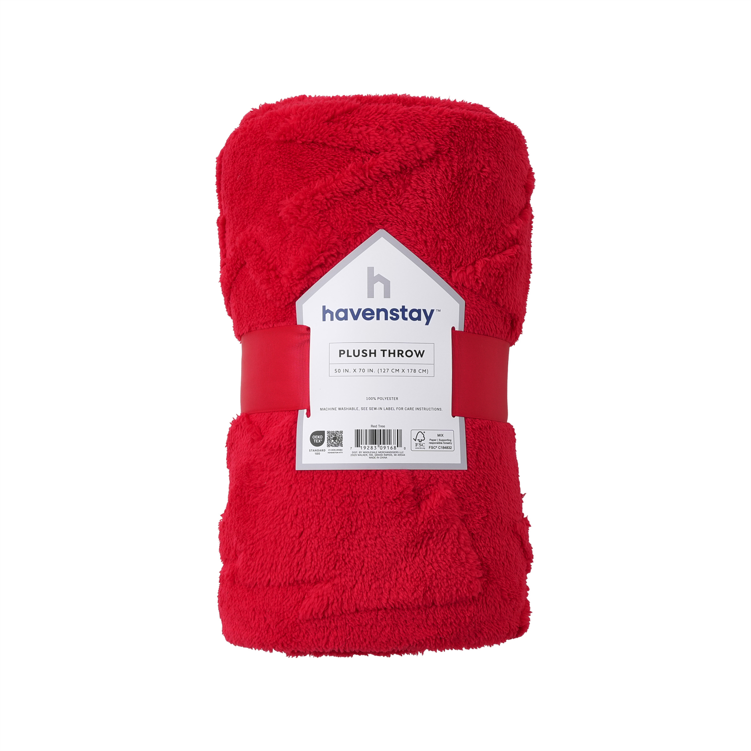 slide 5 of 5, HAVENSTAY HS Cozy Red Tree Throw, 50 in x 70 in