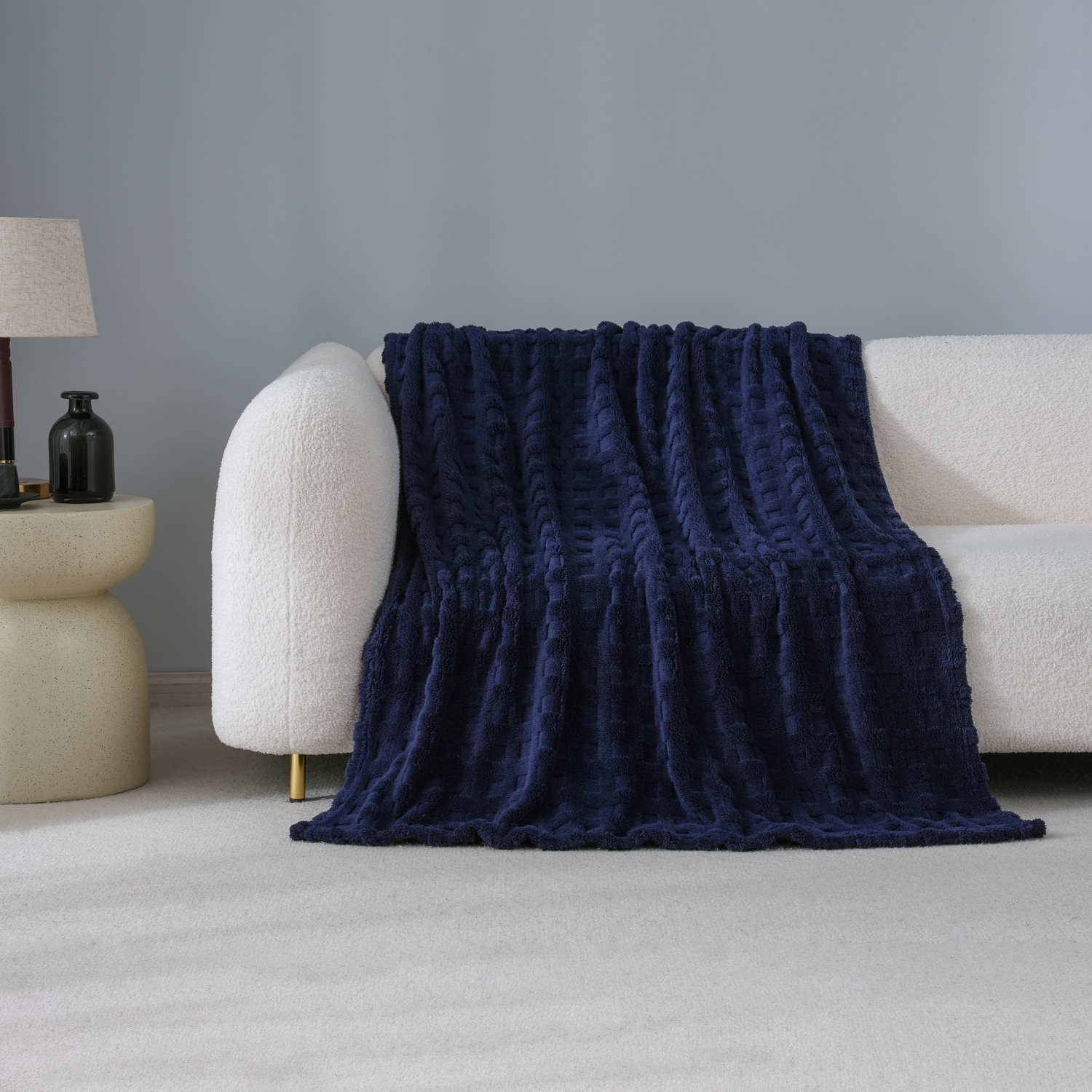 slide 4 of 5, HAVENSTAY HS Cozy Navy Block Throw, 50 in x 70 in