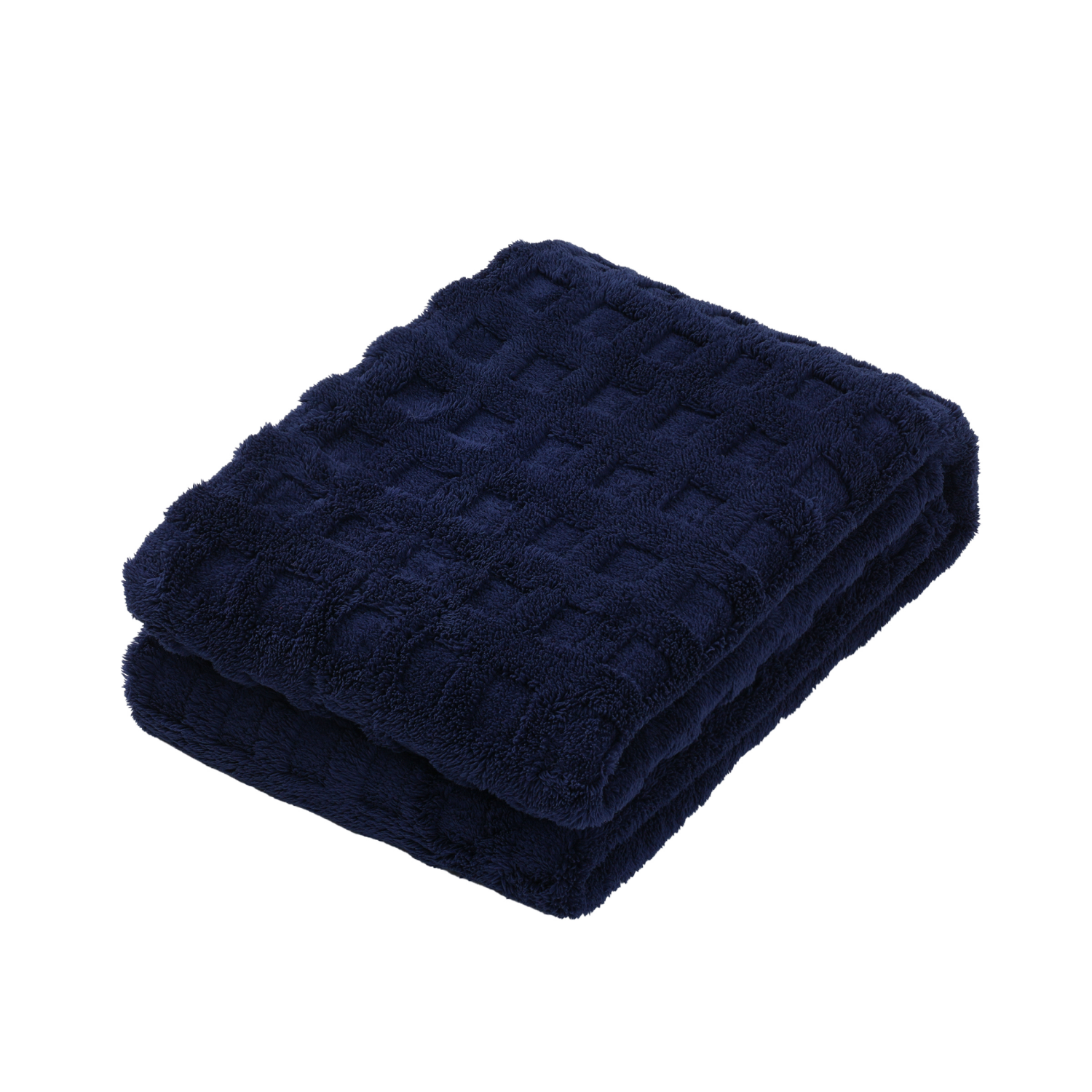 slide 1 of 5, HAVENSTAY HS Cozy Navy Block Throw, 50 in x 70 in