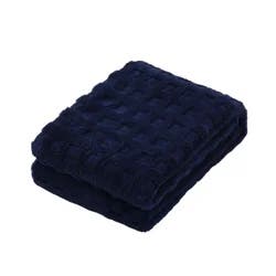 HAVENSTAY HS Cozy Navy Block Throw
