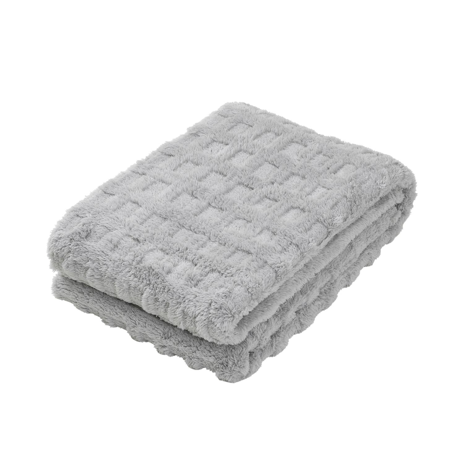 slide 1 of 5, HAVENSTAY HS Cozy Light Grey Block Throw, 50 in x 70 in