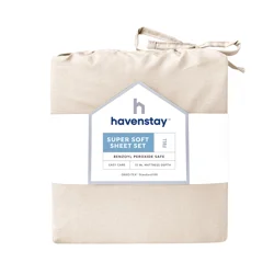 Havenstay Washed Sheets, Full, Cream