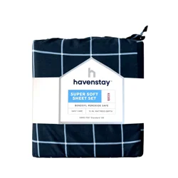Havenstay Washed Sheets, Queen, Navy