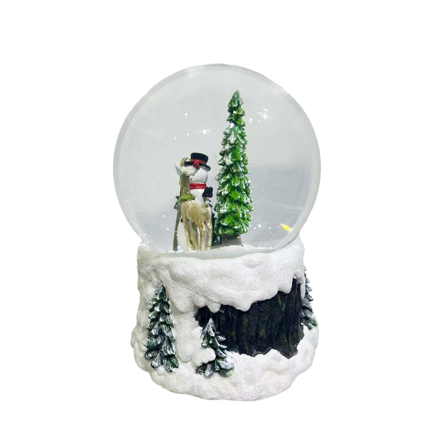 slide 4 of 4, December Home snowman reindeer snow globe with music, 120mm, 120 mm