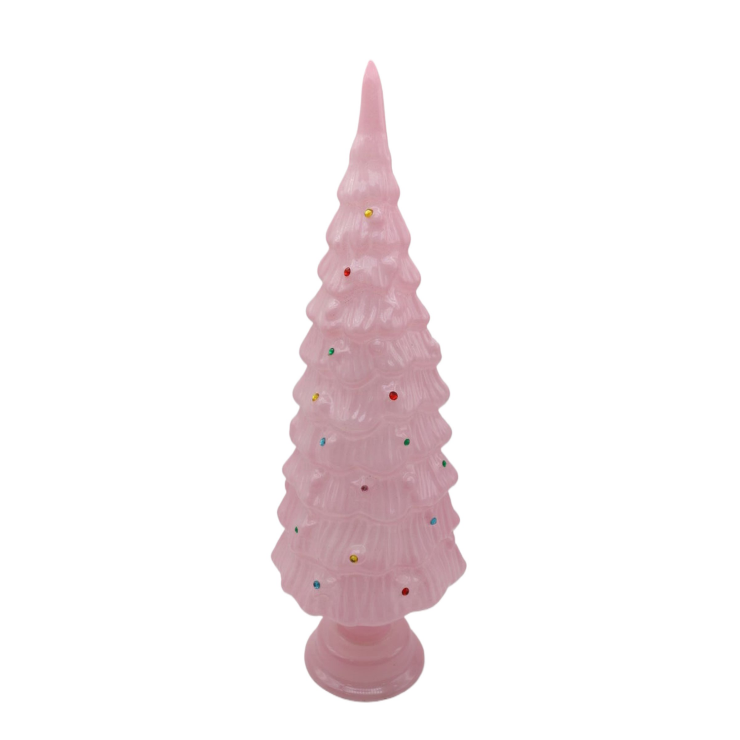 slide 2 of 4, December Home glass pink tree 15.2in H, 15.2 in