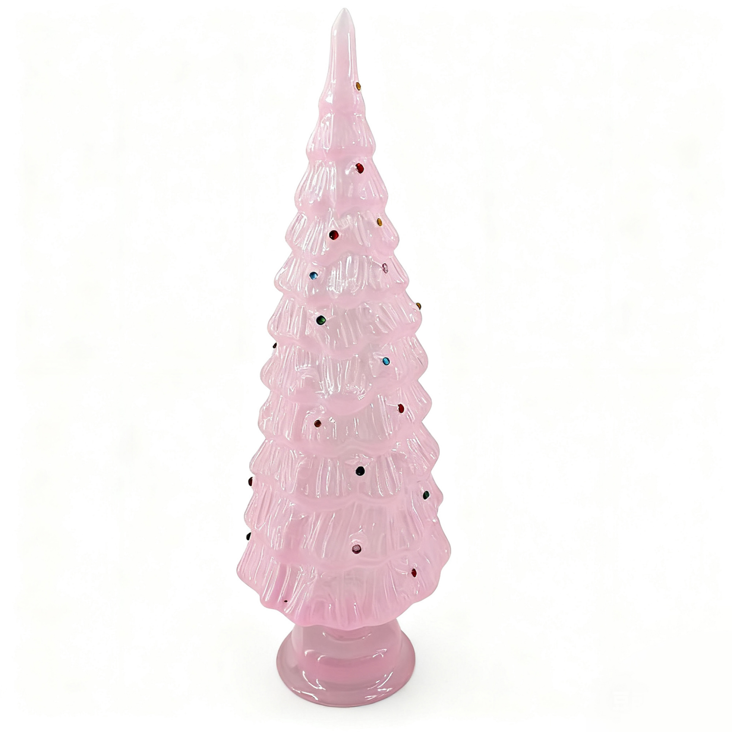 slide 1 of 4, December Home glass pink tree 15.2in H, 15.2 in