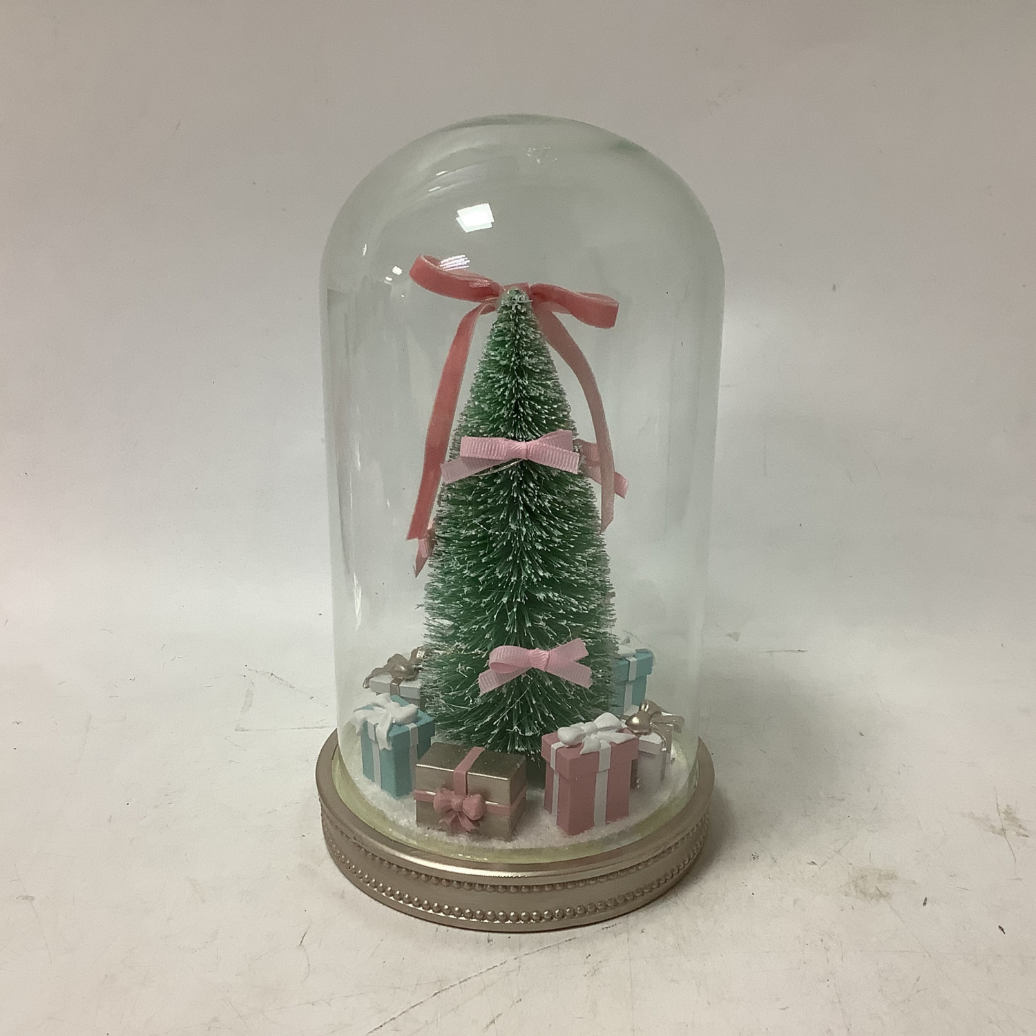 slide 2 of 4, December Home glass dome light up tree decor 10in, 10 in