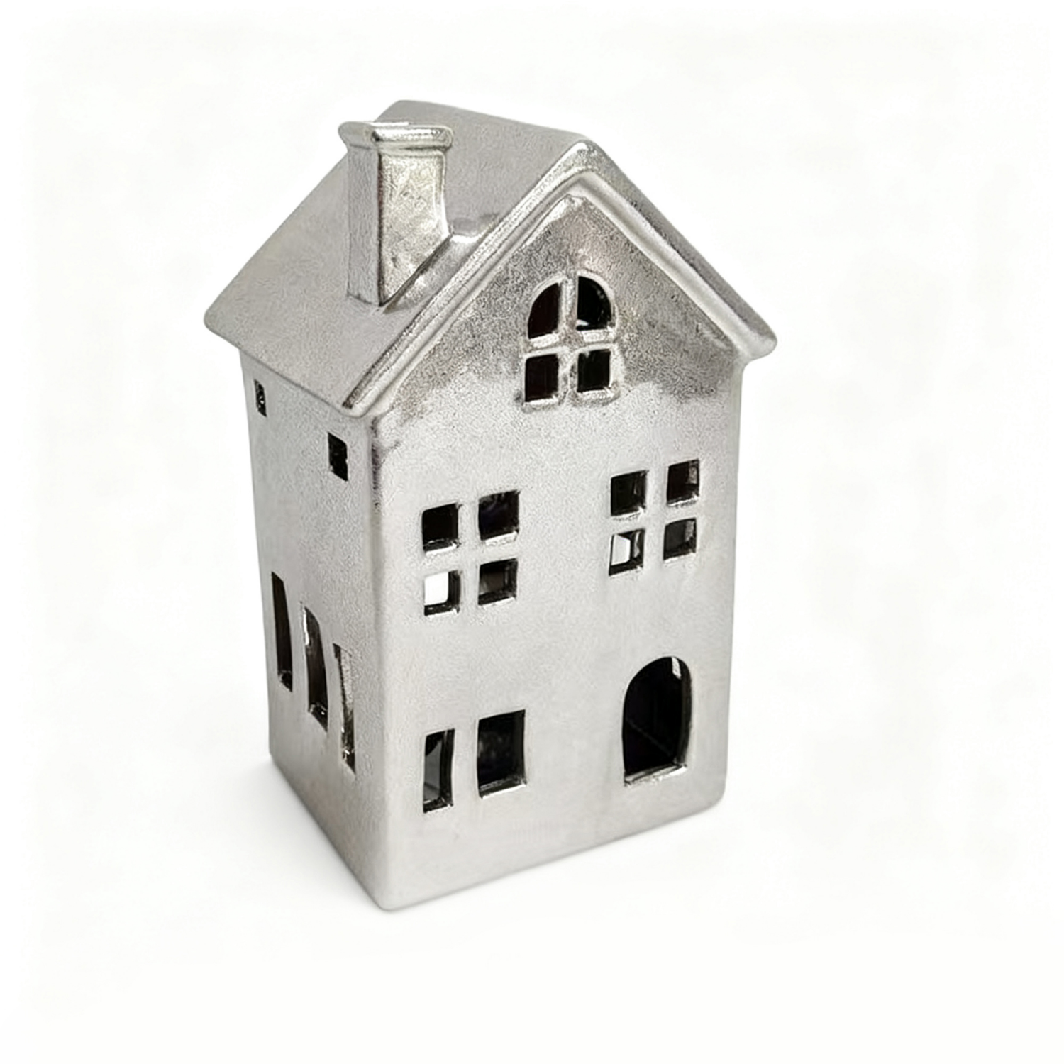 slide 1 of 1, December Home gold ceramic light up house 6.9in, 6.9 in