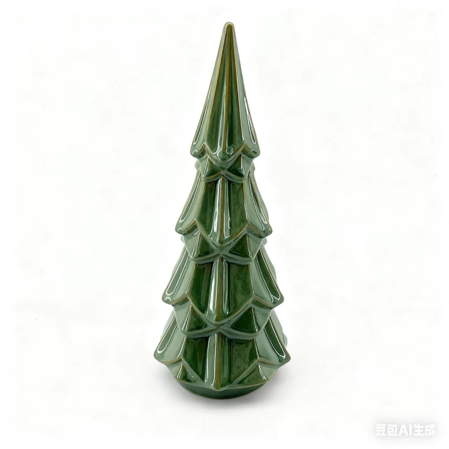 slide 4 of 4, December Home green ceramic christmas tree 10in H, 10 in