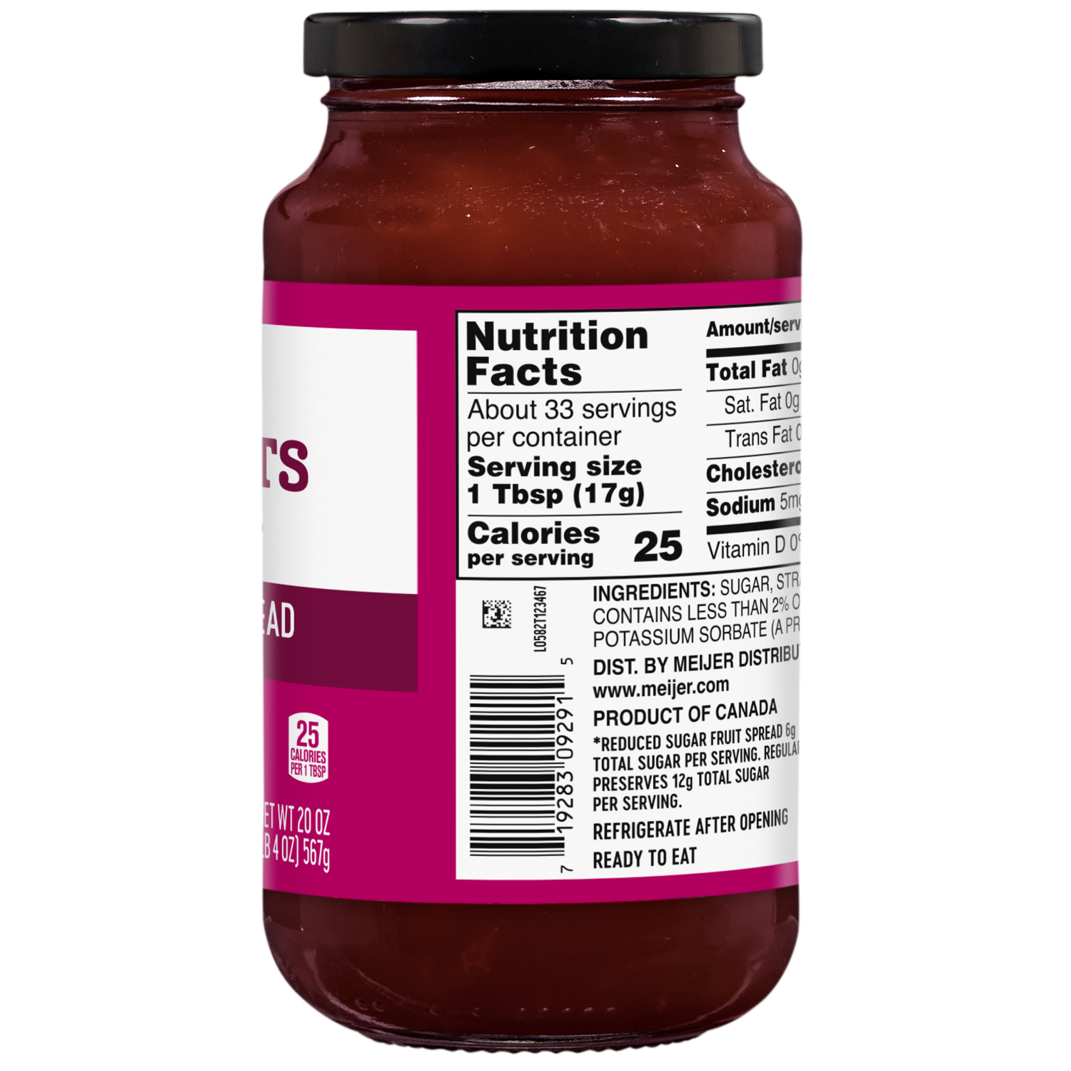 slide 3 of 4, Meijer Strawberry, Raspberry & Blackberry Three Fruits Light Preservatives, 20 oz