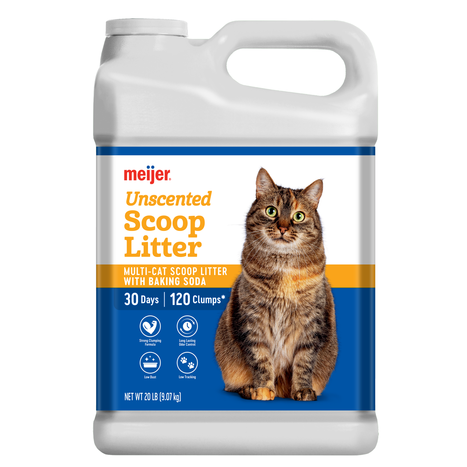 slide 1 of 3, Meijer Scoopable Cat Litter with Baking Soda, Unscented, 20 lb, 20 lb