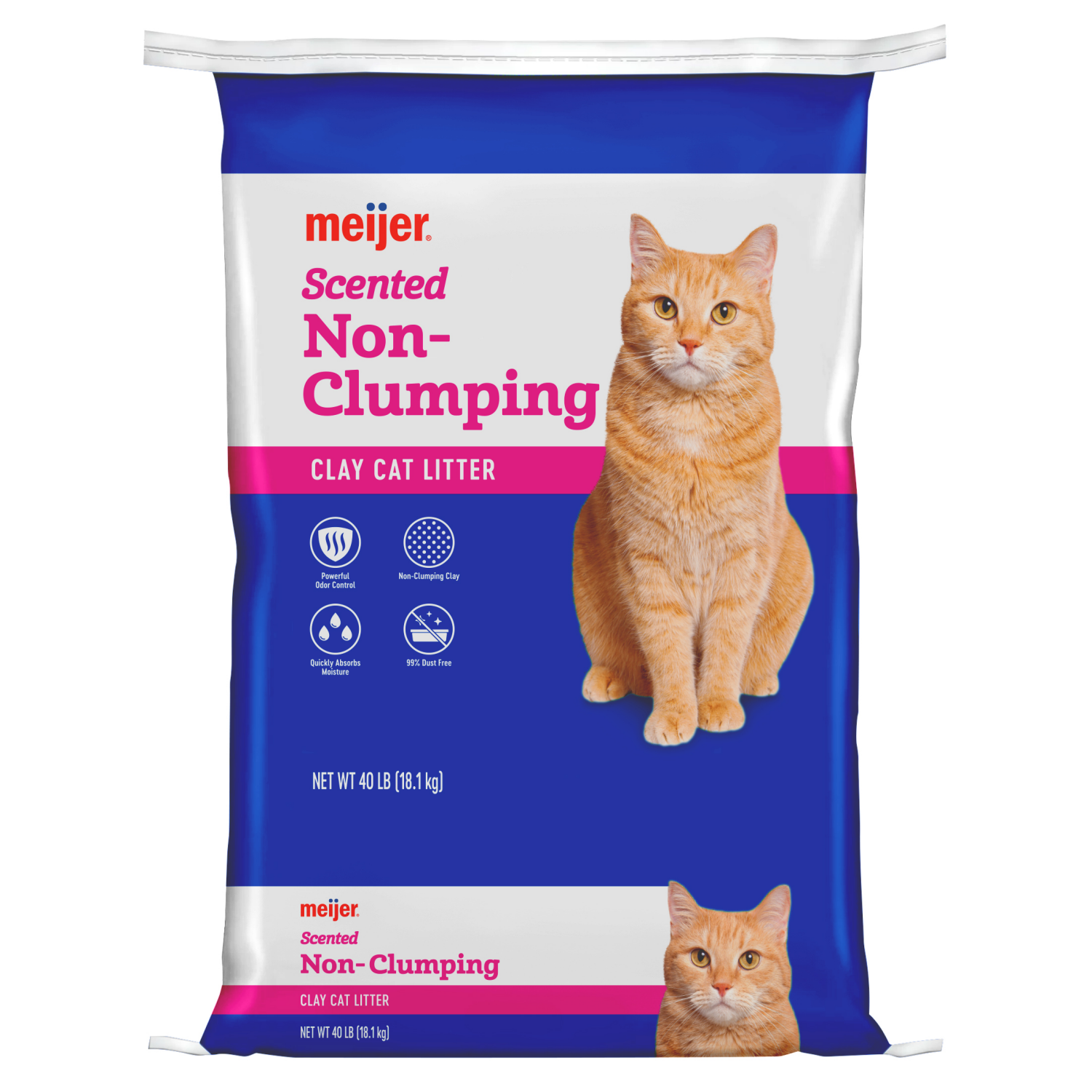 slide 1 of 2, Meijer Non-Clumping Cat Litter, Scented, 40 lbs, 40 lb