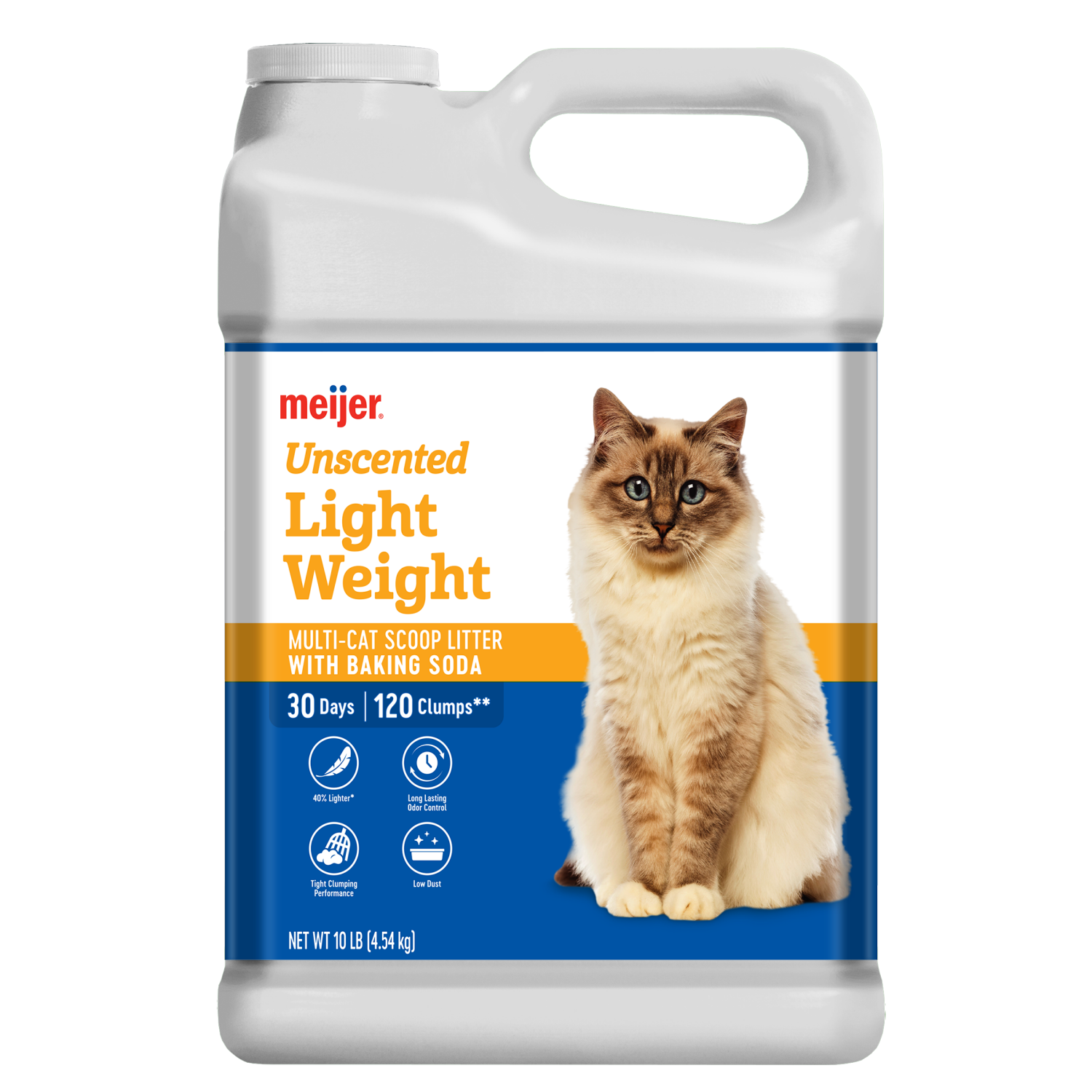 slide 1 of 3, Meijer Light Weight Clumping Cat Litter with Baking Soda, Unscented, 10 lbs, 10 lb