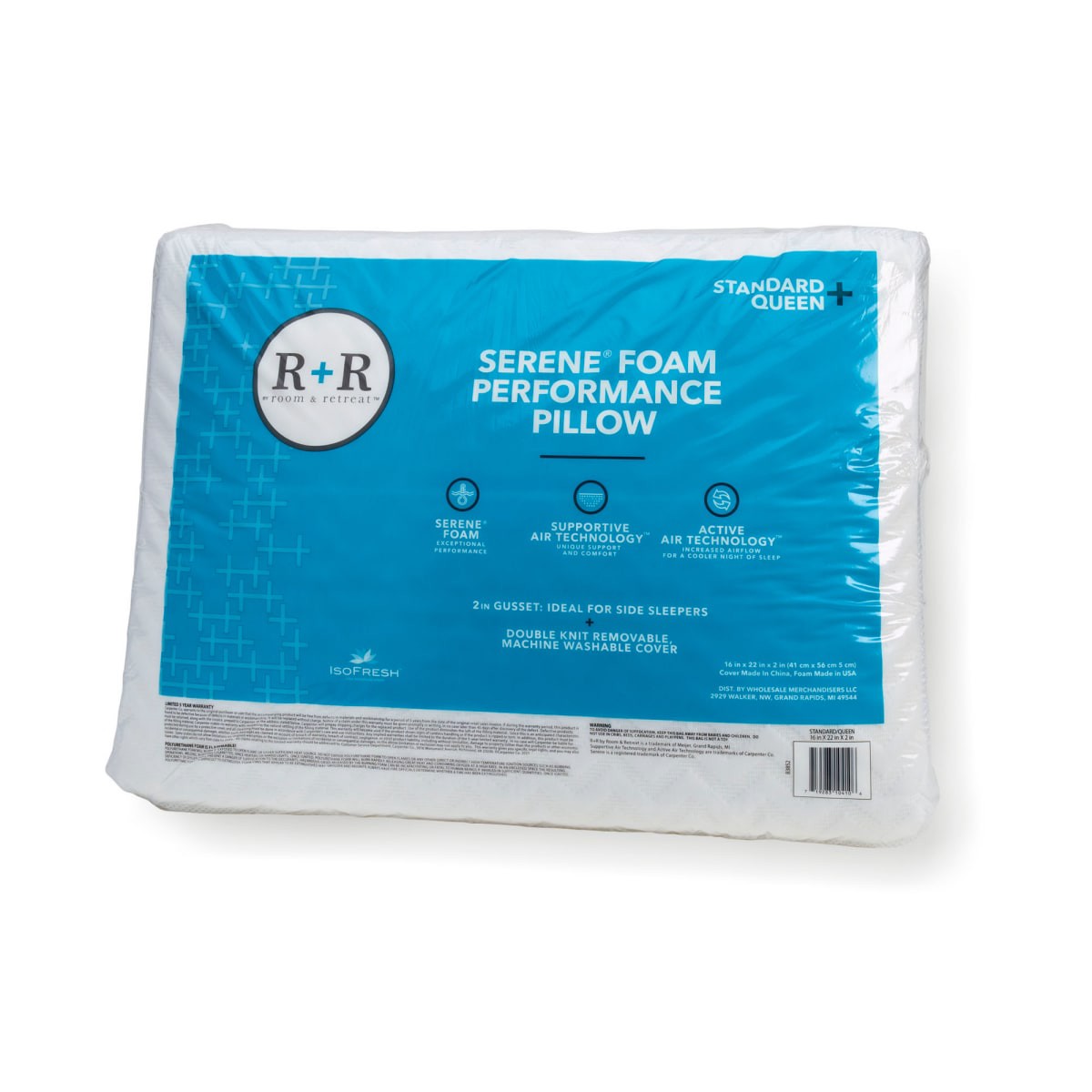 slide 1 of 21, R+R Serene Foam Performance Pillow,, s/q