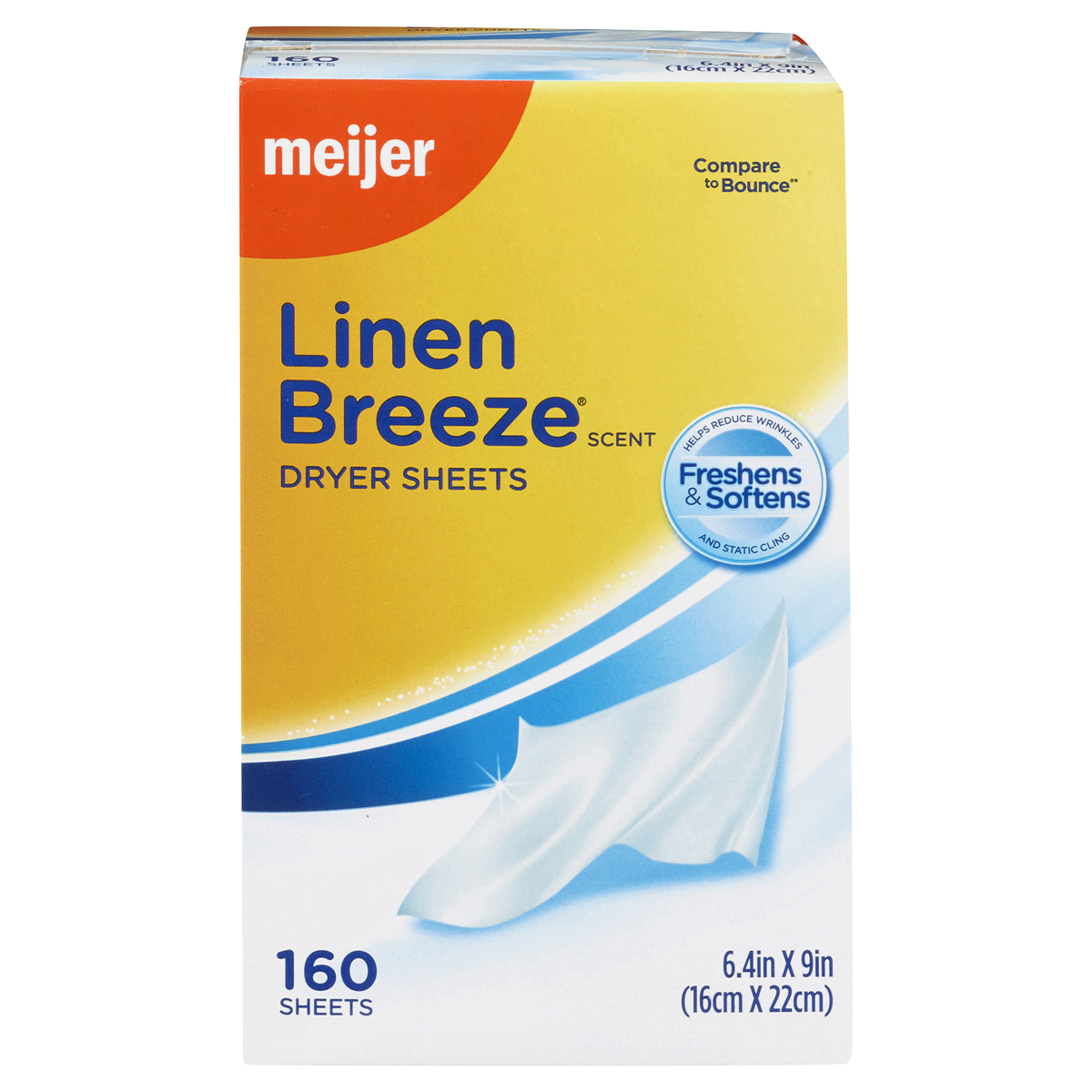 slide 3 of 3, Meijer Fabric Softener Dryer Sheets, Linen Breeze, 160 sheets