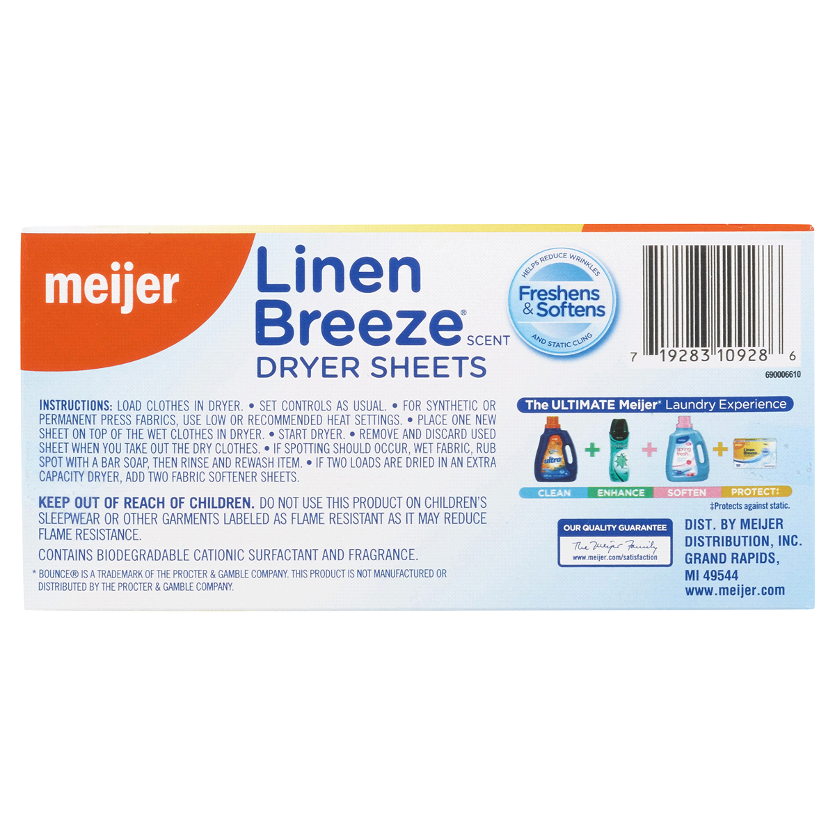 slide 2 of 3, Meijer Fabric Softener Dryer Sheets, Linen Breeze, 160 sheets