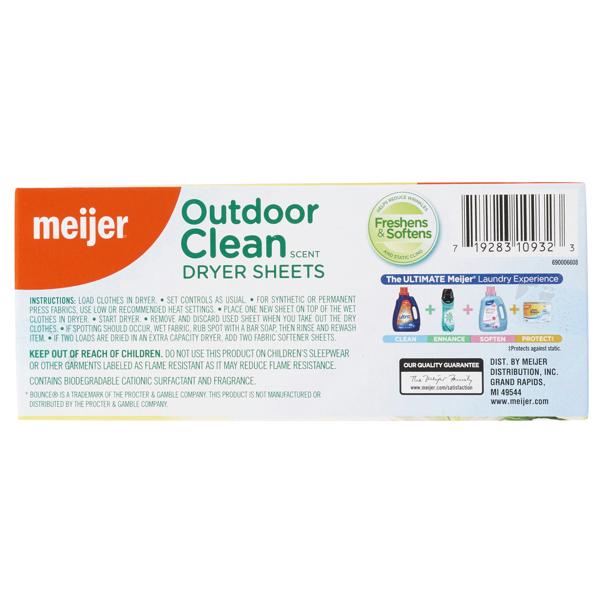 slide 3 of 3, Meijer Fabric Softener Sheets, Outdoor Clean, 120 ct