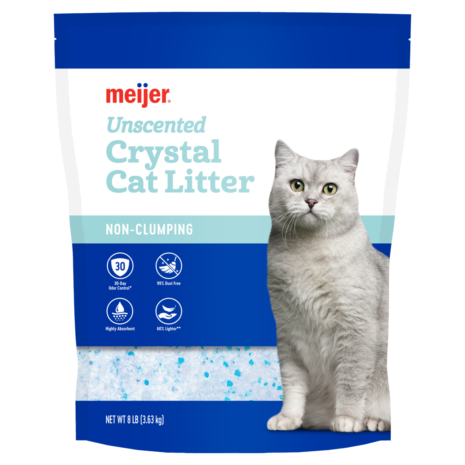 slide 1 of 2, Meijer Crystals Cat Litter, Unscented, 8 Lb, 8 lb