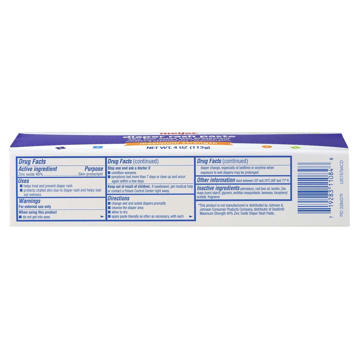 slide 2 of 2, Meijer Baby Maximum Strength Diaper Rash Paste, 4 oz