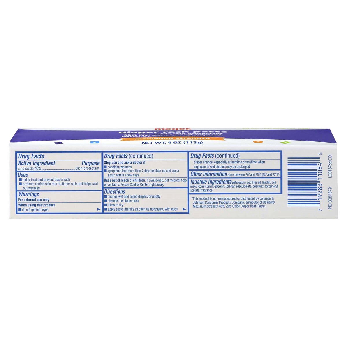 slide 2 of 2, Meijer Baby Maximum Strength Diaper Rash Paste, 4 oz