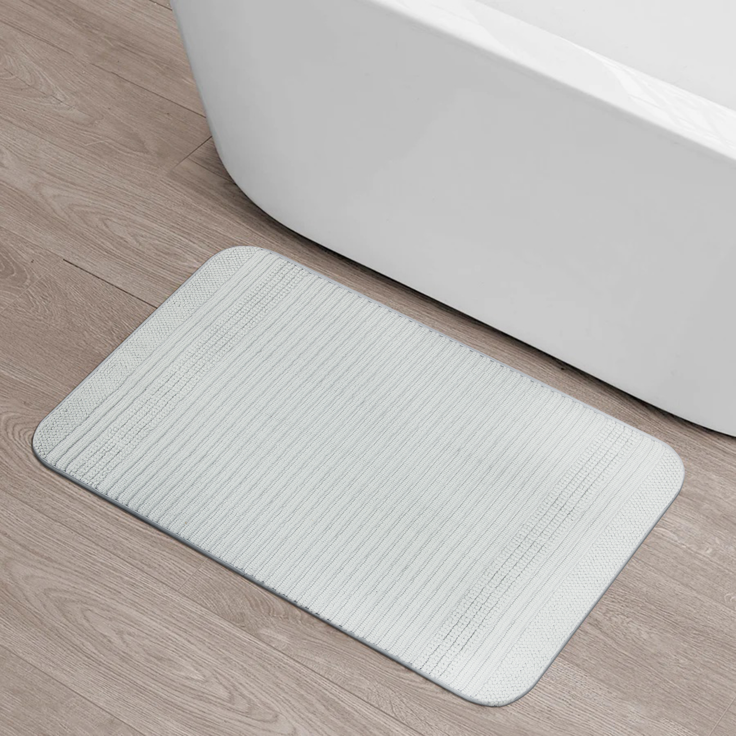 slide 4 of 4, Room & Retreat Luxury, Cotton Memory Foam Bath Mat, 20 in x 32 in, Gray, 20 x 32 