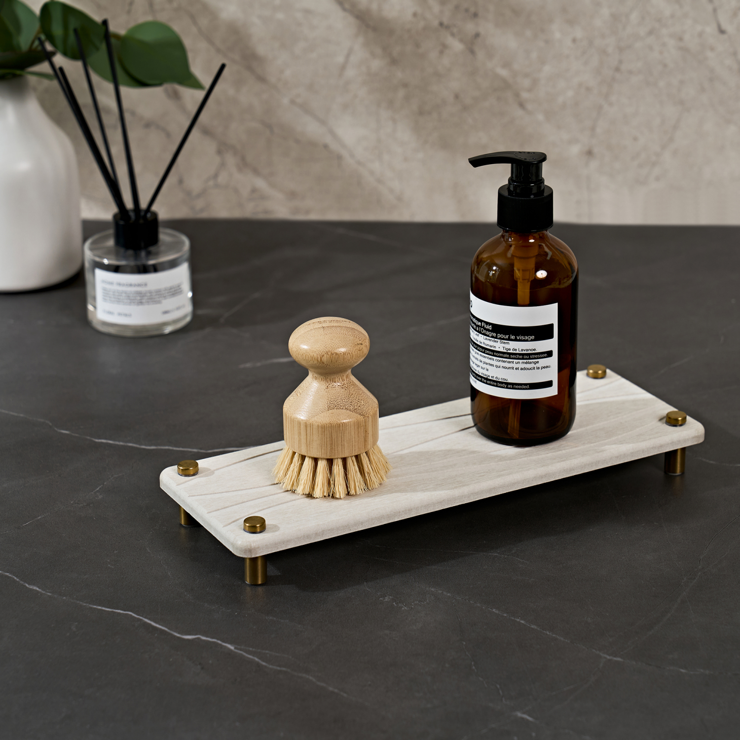 slide 4 of 4, Room & Retreat Luxury Diatomaceous Wave Counter, 11.8 in x 4.3 in, 11.8 x 4.3 in