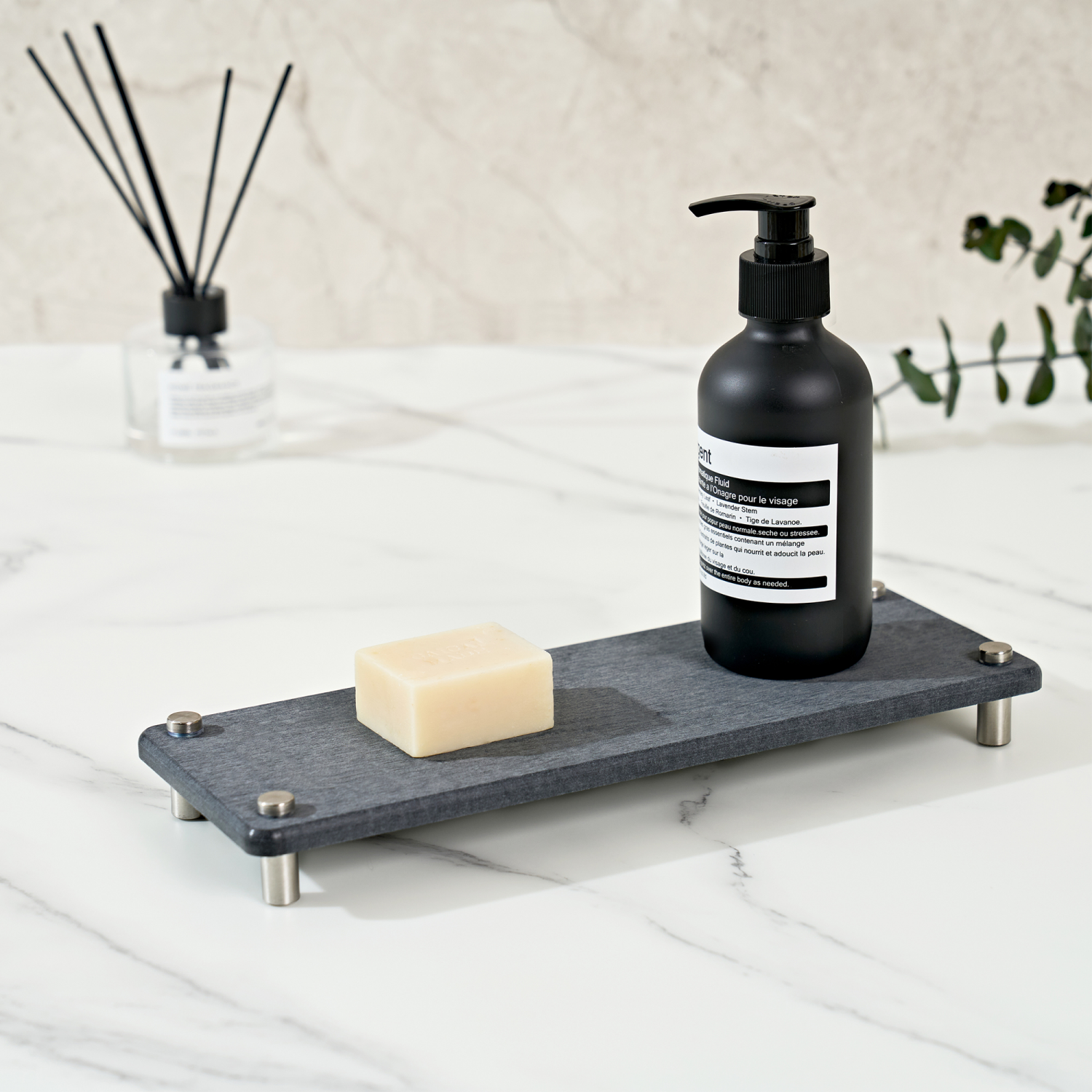 slide 4 of 4, Room & Retreat Diatomaceous Counter 11.8 in x 4.3 in, Gray, 11.8 x 4.3 in