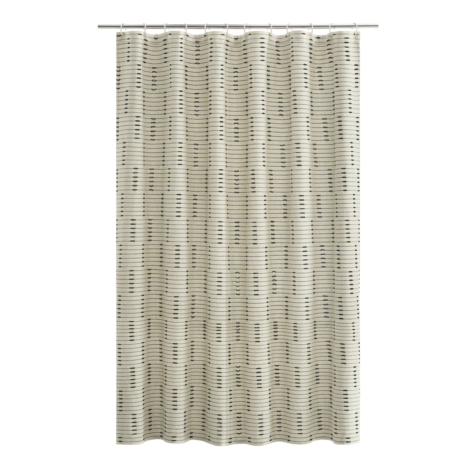 slide 5 of 8, Room & Retreat Kourt Woven Stripe Fabric Shower Curtain , 70 in x 72 in, Stone, 70 x 72 