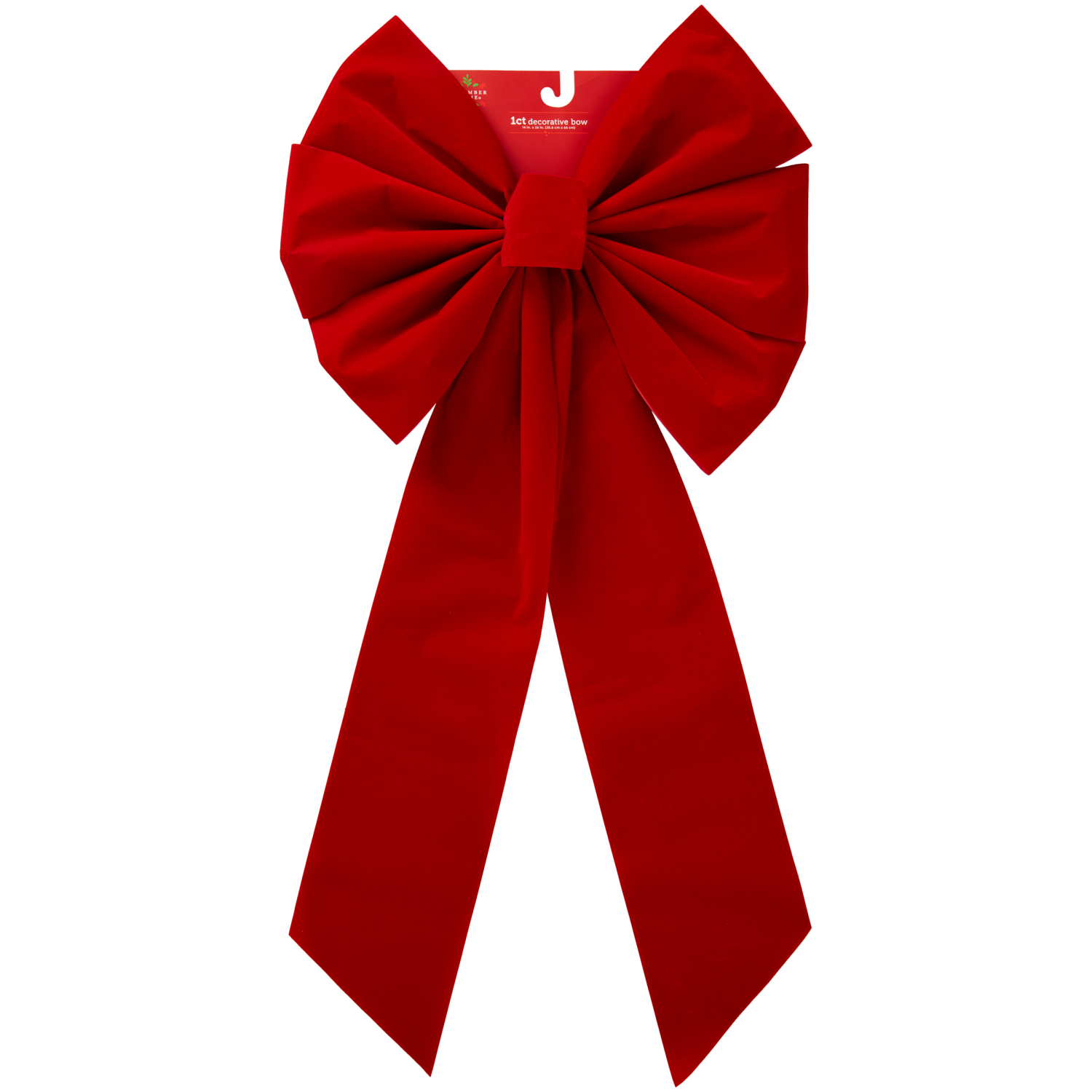 slide 1 of 2, December Home Bow Flocked Red 14x28, 14 x 28