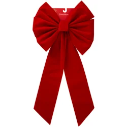 December Home Bow Flocked Red 14x28