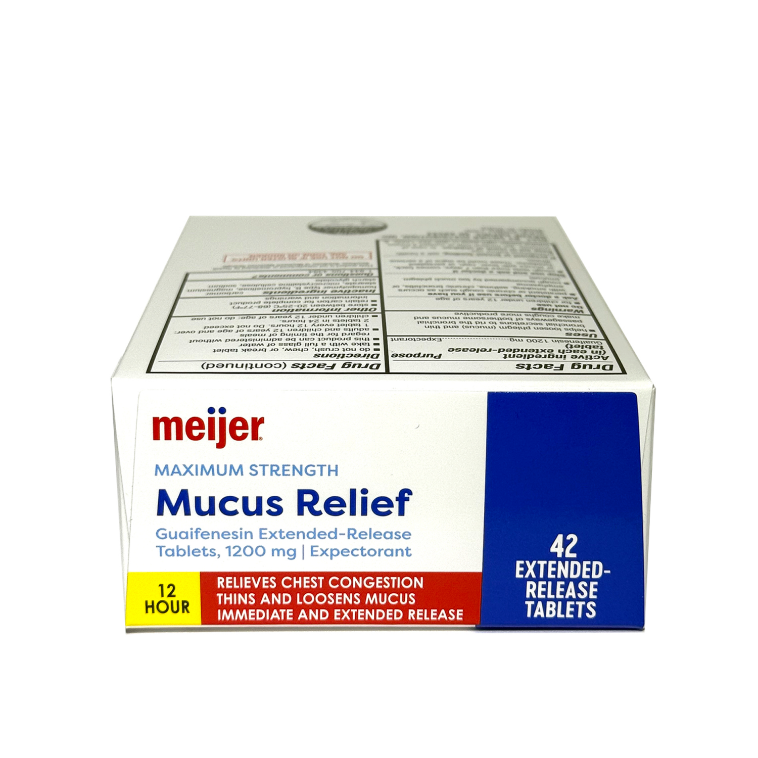 slide 4 of 4, Meijer Chest Congestion and Mucus Relief ER Max, Guaifenesin 1200 mg, 42 ct, 1200 mg, 42 ct