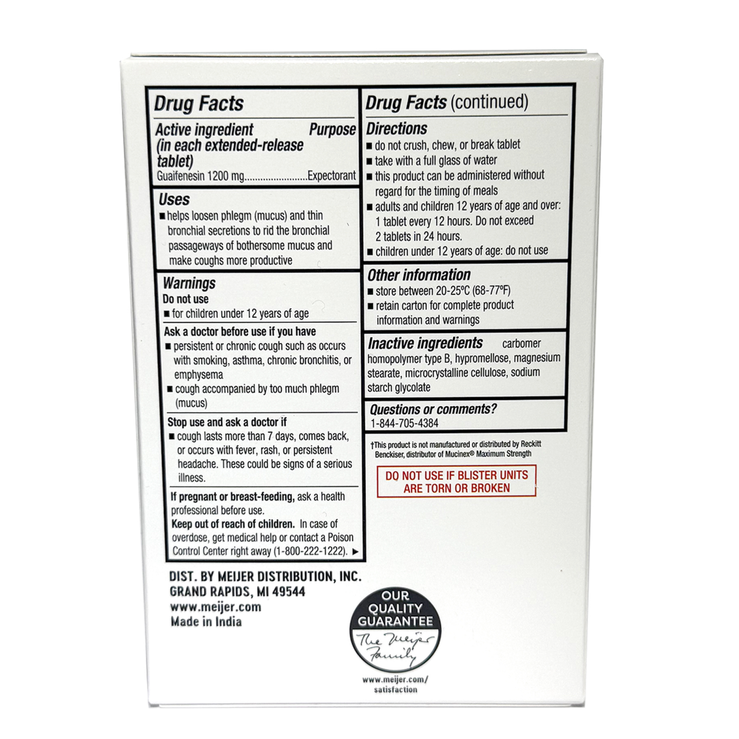 slide 2 of 6, Meijer Mucus Relief Extended Release Guaifenesin 1200mg Tablet, 14 ct, 14 ct; 1200 mg