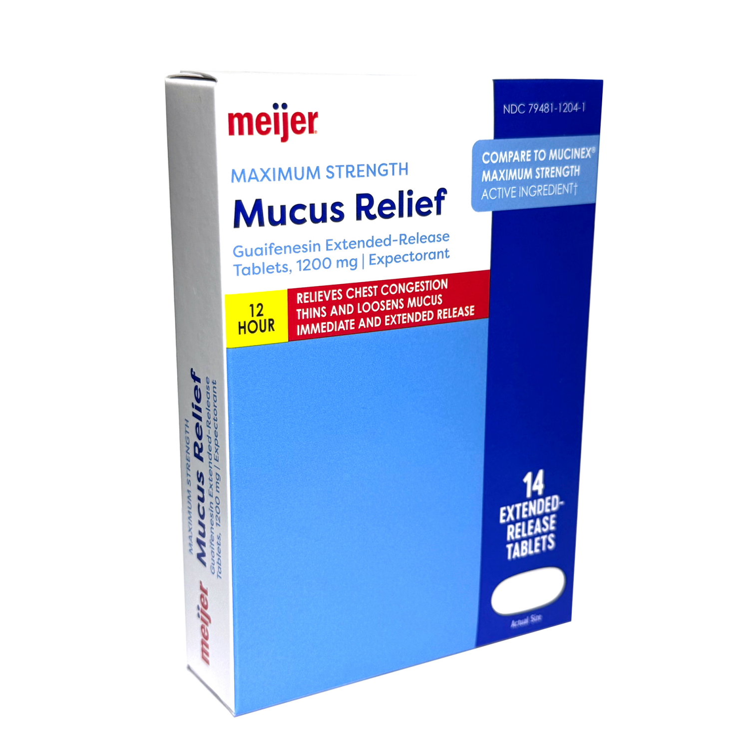 slide 4 of 6, Meijer Mucus Relief Extended Release Guaifenesin 1200mg Tablet, 14 ct, 14 ct; 1200 mg