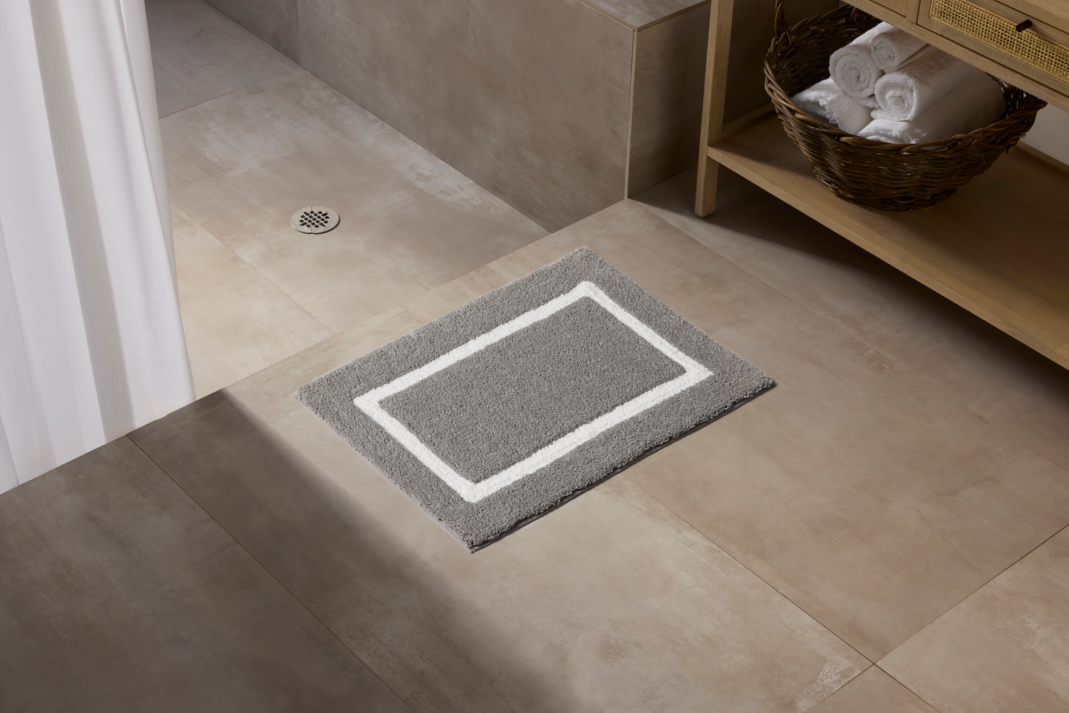 slide 2 of 4, Room & Retreat Luxury Katriel Border Bathmat, 20 in x 32 in, Gray, 20 x 32 