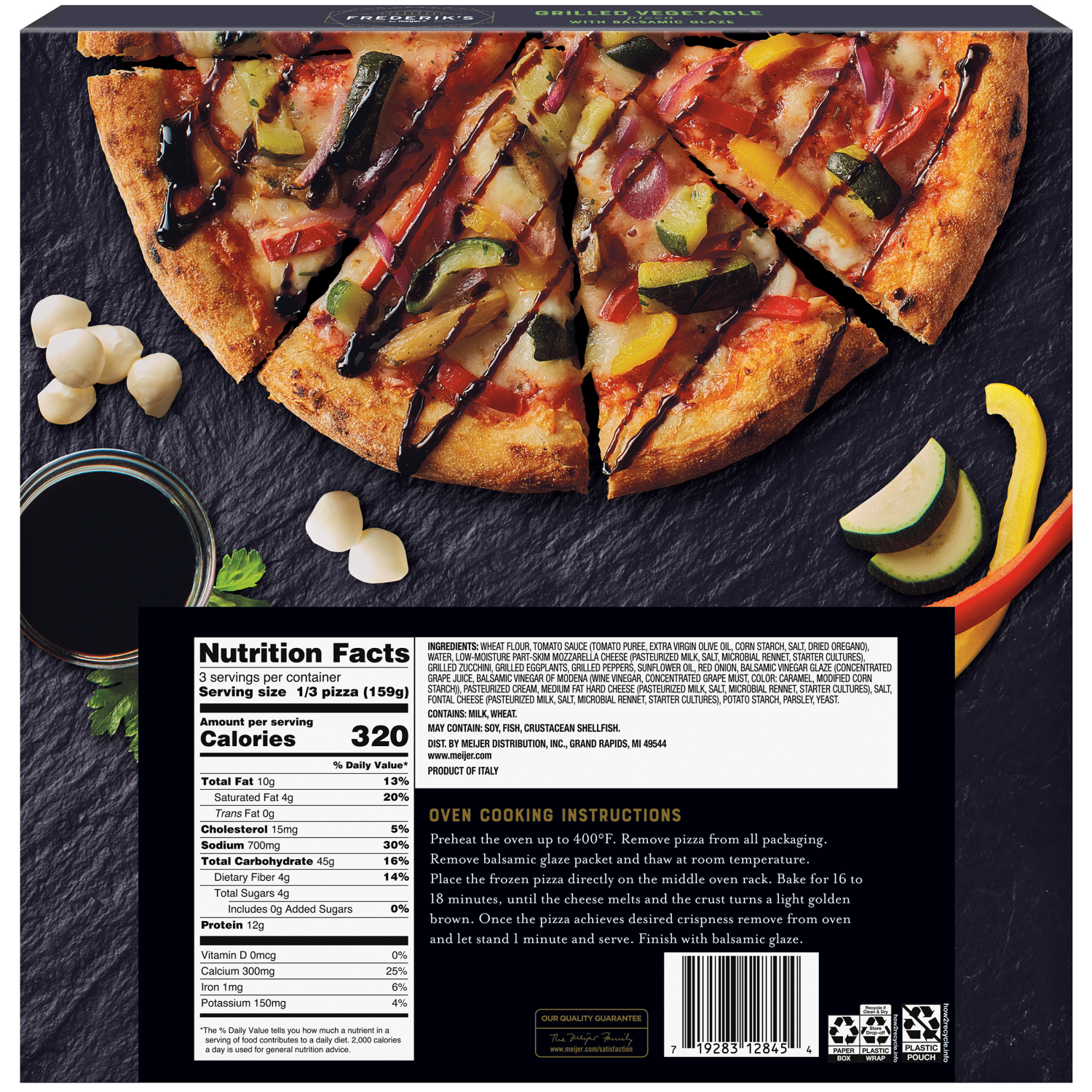 slide 2 of 8, FREDERIKS BY MEIJER Frederik's by Meijer Roasted Vegetable and Balsamic Glaze Pizza, 16.82 oz