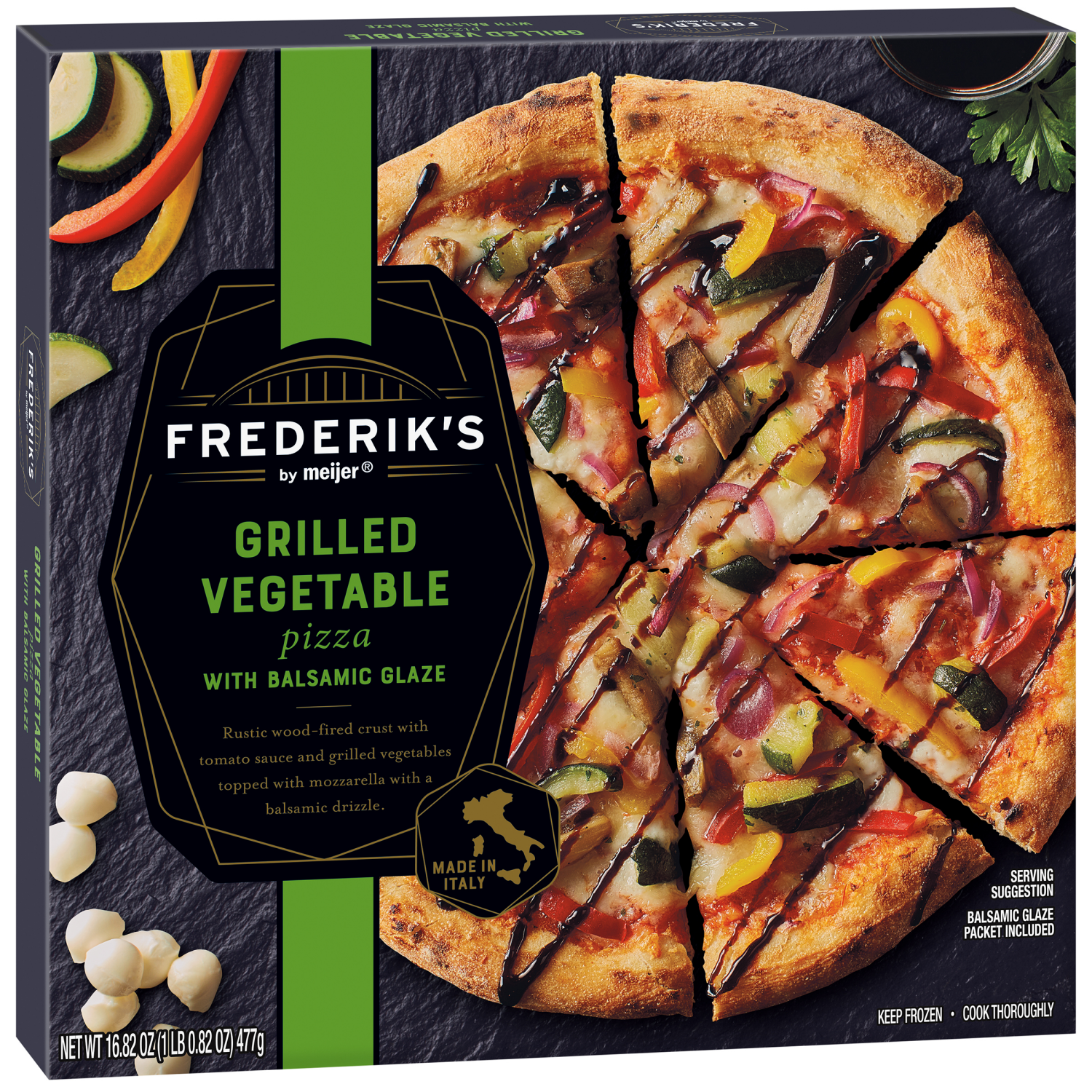 slide 6 of 8, FREDERIKS BY MEIJER Frederik's by Meijer Roasted Vegetable and Balsamic Glaze Pizza, 16.82 oz