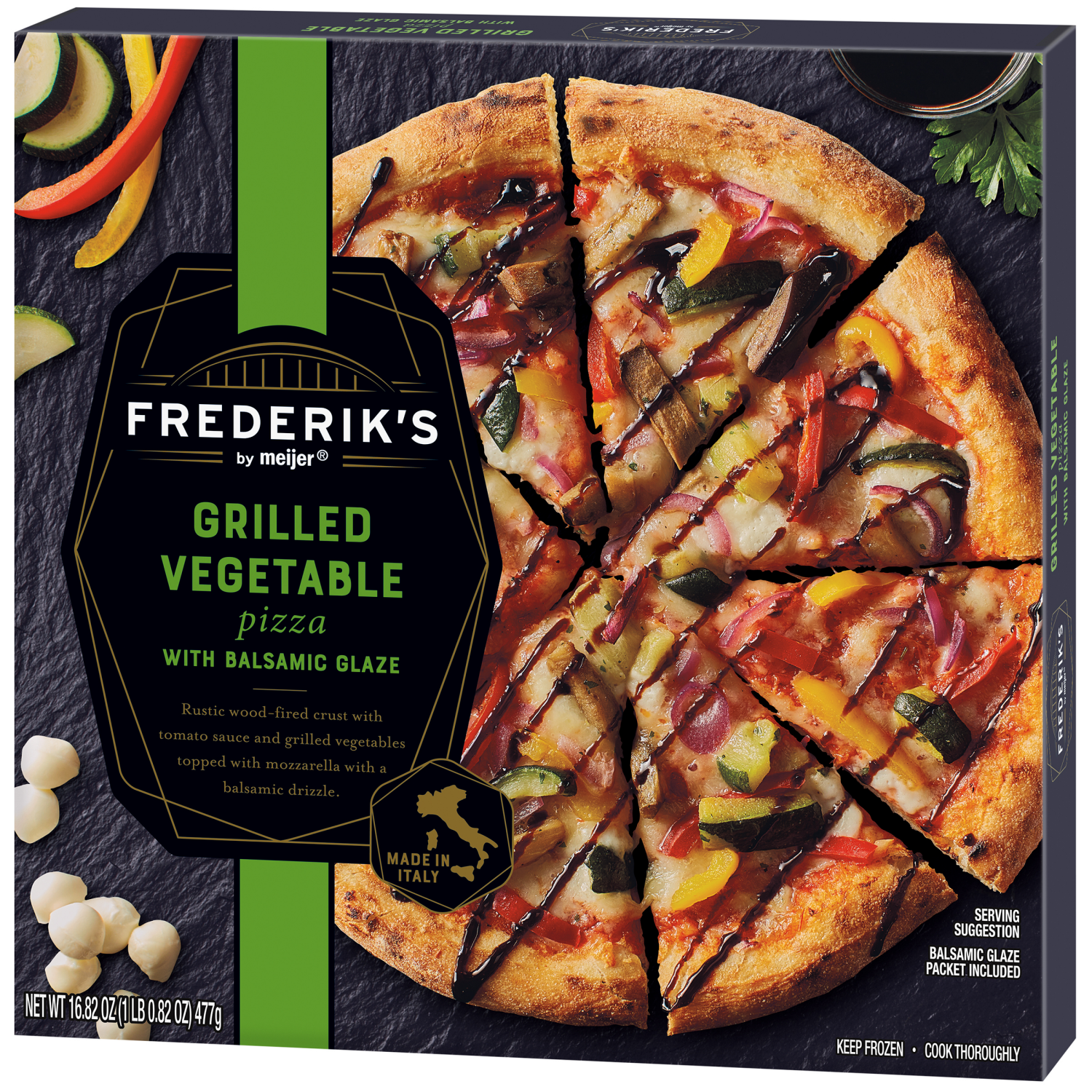 slide 7 of 8, FREDERIKS BY MEIJER Frederik's by Meijer Roasted Vegetable and Balsamic Glaze Pizza, 16.82 oz